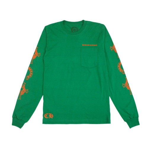 Оригинальный шмот Chrome Hearts Horseshoe L/S T-shirt Green/Orange