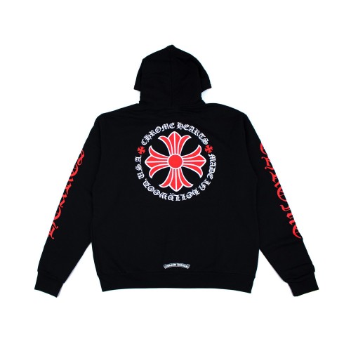 Оригинальный шмот Chrome Hearts Made In Hollywood Plus Cross Zip Up Hoodie Black/Red
