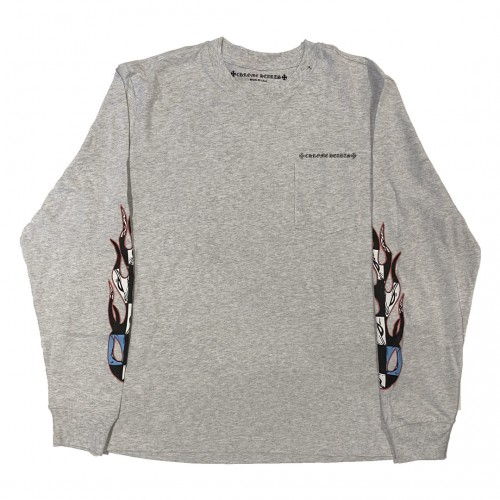 Оригинальный шмот Chrome Hearts Matty Boy Brain L/S T-shirt Heather Grey - 70см