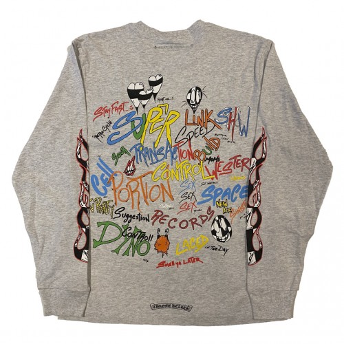 Оригинальный шмот Chrome Hearts Matty Boy Brain L/S T-shirt Heather Grey - 70см