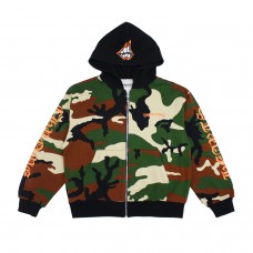 Chrome Hearts Matty Boy Caution Thermal Zip Up Hoodie Camo