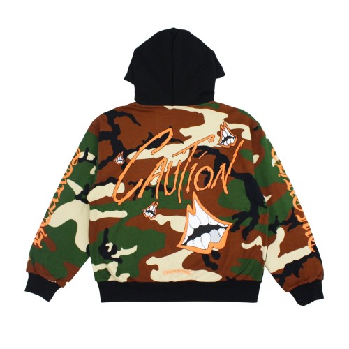 Оригинальный шмот Chrome Hearts Matty Boy Caution Thermal Zip Up Hoodie Camo