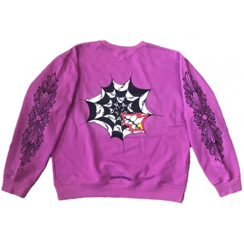 Оригинальный шмот Chrome Hearts Matty Boy Spider Web Crewneck Sweatshirt Purple