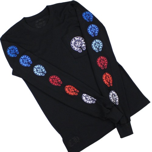 Оригинальный шмот Chrome Hearts Multi Color Horse Shoe L/S T-shirt Black