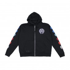 Chrome Hearts Multi color Horseshoe Logo Zip Up Hoodie Black