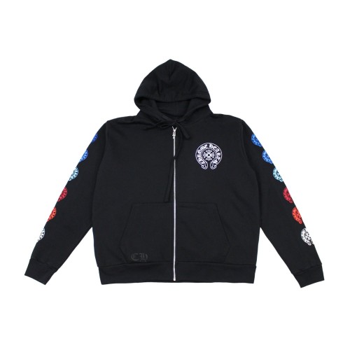 Оригинальный шмот Chrome Hearts Multi color Horseshoe Logo Zip Up Hoodie Black