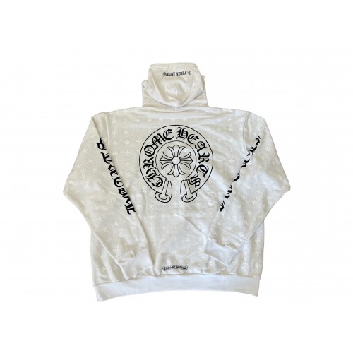 Оригинальный шмот Chrome Hearts Plus Cross Horseshoe Hoodie White