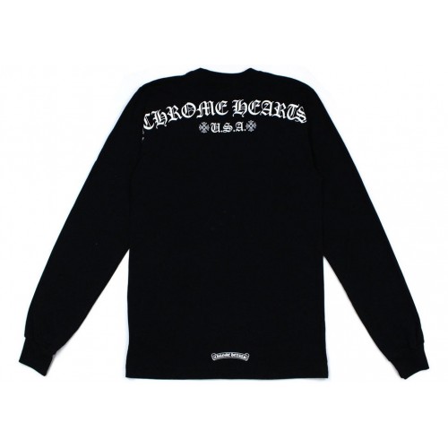 Оригинальный шмот Chrome Hearts Script Letter Logo L/S T-shirt Black - 70см