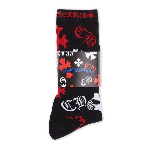 Chrome Hearts Stencil Socks (3 pack) Black/White/Red