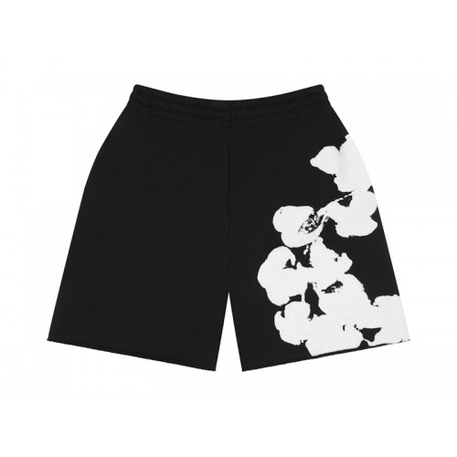 Denim Tears Big Cotton Wreath Sweat Shorts Black