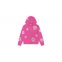 Denim Tears Cashmere Swarovski Cotton Wreath Zip Hoodie Pink