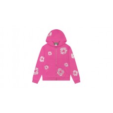 Denim Tears Cashmere Swarovski Cotton Wreath Zip Hoodie Pink