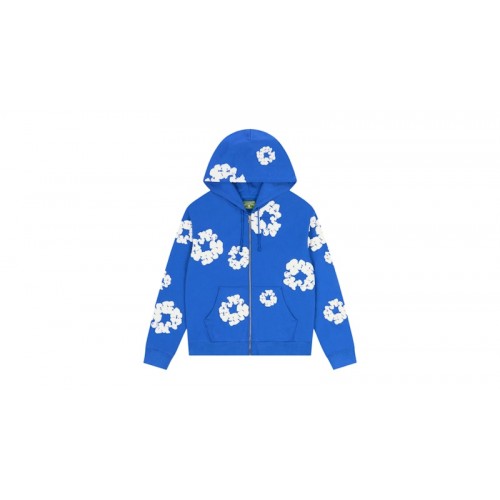 Denim Tears Cotton Wreath Zip Hoodie Blue