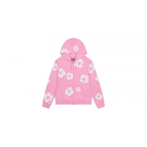 Denim Tears Cotton Wreath Zip Hoodie Pink