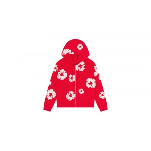 Denim Tears Cotton Wreath Zip Hoodie Red