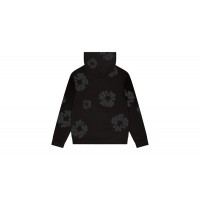 Denim Tears Faded Mono Cotton Wreath Hoodie Black