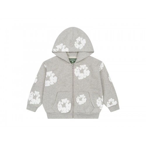 Denim Tears Kids Cotton Wreath Zip Hoodie Grey