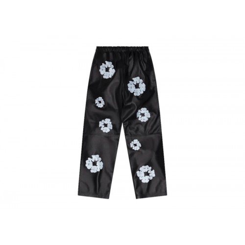 Denim Tears Leather Cotton Wreath Sweatpant Black