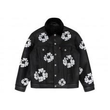 Denim Tears x Levis Leather Cotton Wreath Type-3 Jacket Black Denim