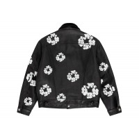 Denim Tears x Levis Leather Cotton Wreath Type-3 Jacket Black Denim