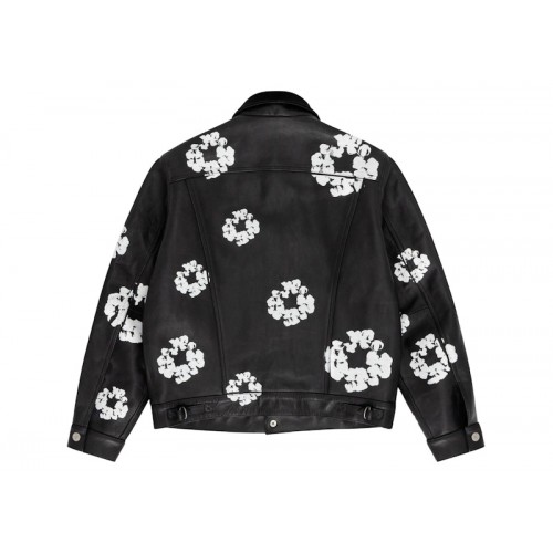 Denim Tears x Levis Leather Cotton Wreath Type-3 Jacket Black Denim