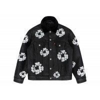 Denim Tears x Levis Leather Cotton Wreath Type-3 Jacket Black Denim