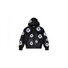 Denim Tears Leather Cotton Wreath Zip Hoodie Black