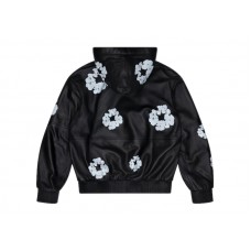 Denim Tears Leather Cotton Wreath Zip Hoodie Black