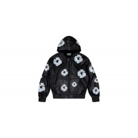 Denim Tears Leather Cotton Wreath Zip Hoodie Black