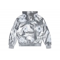 Denim Tears Leather Cotton Wreath Zip Hoodie Silver