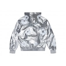 Denim Tears Leather Cotton Wreath Zip Hoodie Silver