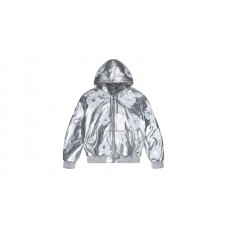 Denim Tears Leather Cotton Wreath Zip Hoodie Silver