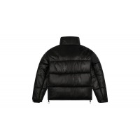 Denim Tears Leather Embossed Wreath Puffer Jacket Black