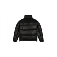 Denim Tears Leather Embossed Wreath Puffer Jacket Black