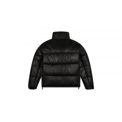 Denim Tears Leather Embossed Wreath Puffer Jacket Black