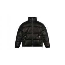 Denim Tears Leather Embossed Wreath Puffer Jacket Black