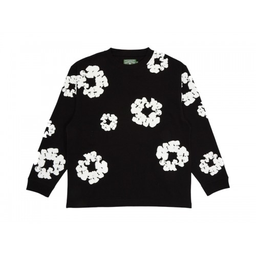 Denim Tears Long Sleeve Cotton Wreath T-shirt Black