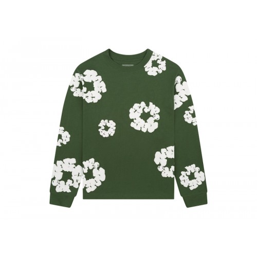Denim Tears Long Sleeve Cotton Wreath T-shirt Green