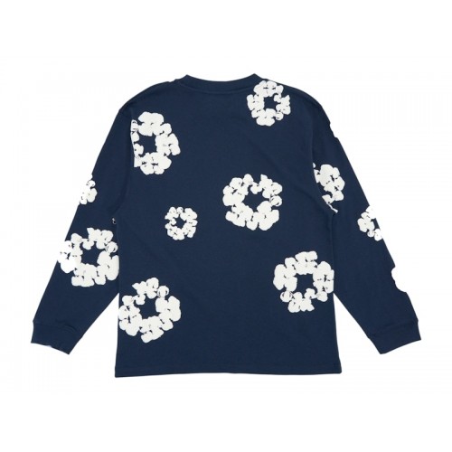 Denim Tears Long Sleeve Cotton Wreath T-shirt Navy