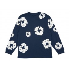 Denim Tears Long Sleeve Cotton Wreath T-shirt Navy