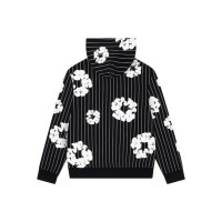 Denim Tears Pinstripe Wreath Zip Hoodie Black