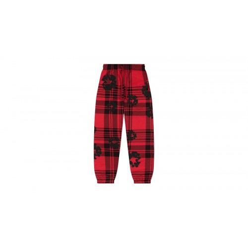 Denim Tears Plaid Cotton Wreath Sweatpants Red