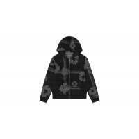 Denim Tears Plaid Cotton Wreath Zip Hoodie Black