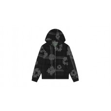 Denim Tears Plaid Cotton Wreath Zip Hoodie Black