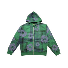 Denim Tears Plaid Cotton Wreath Zip Hoodie Green