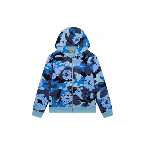 Denim Tears The Cotton Wreath Zip Sweatshirt Blue Camo