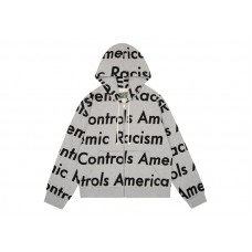 Denim Tears x Arthur Jafa Systemic Racism Controls America Zip Up Hoodie Heather Grey
