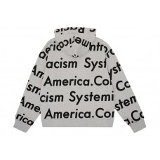 Denim Tears x Arthur Jafa Systemic Racism Controls America Zip Up Hoodie Heather Grey
