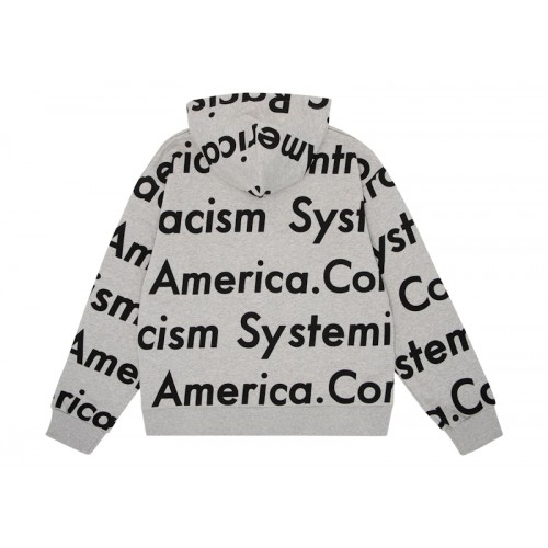 Denim Tears x Arthur Jafa Systemic Racism Controls America Zip Up Hoodie Heather Grey