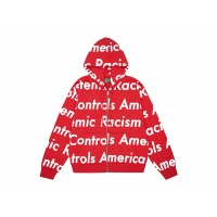 Denim Tears x Arthur Jafa Systemic Racism Controls America Zip Up Hoodie Red